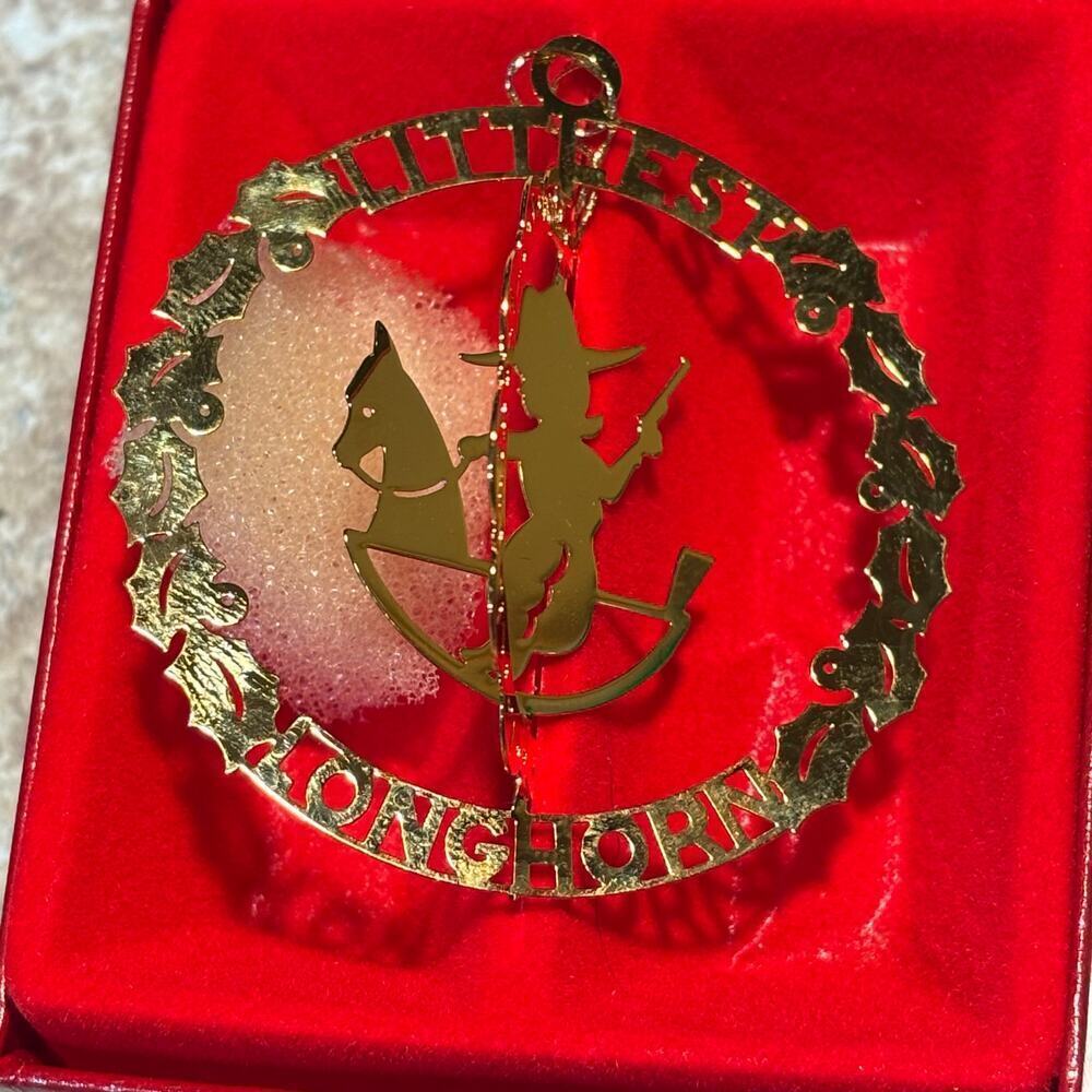 Camerlane Littlest Longhorn Western 24K Gold Finish Christmas Ornament New
